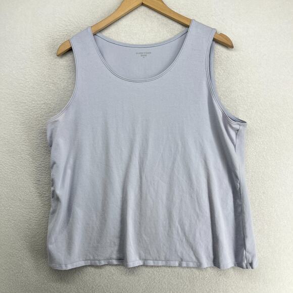 Eileen Fisher Tops - EILEEN FISHER Tank Top XL Organic Cotton Stretch Jersey Scoop Neck Purple USA